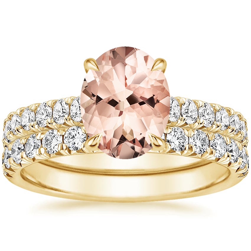 18KY Morganite Sienna Diamond Bridal Set (7/8 ct. tw.), top view