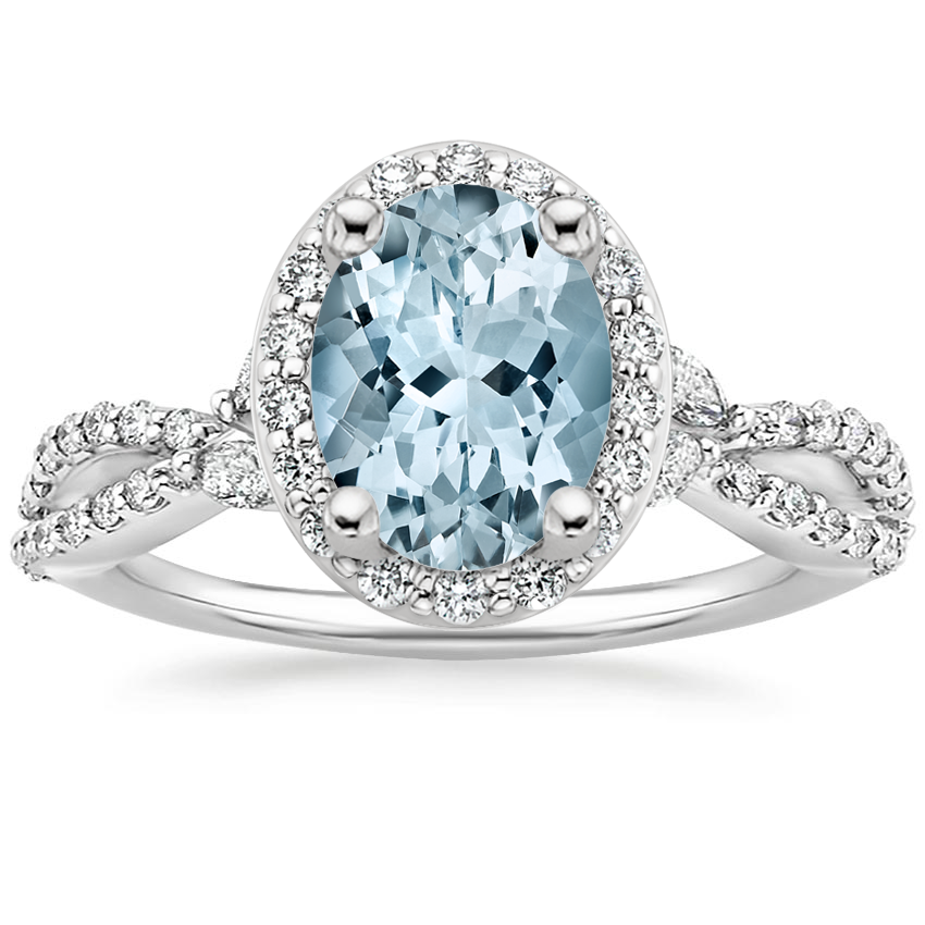 Aquamarine Luxe Willow Halo Diamond Ring (2/5 ct. tw.) in Platinum