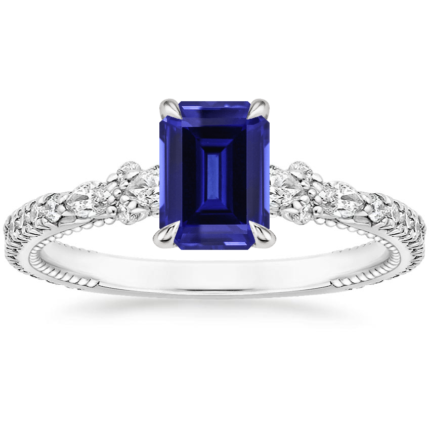 Sapphire Primrose Diamond Ring in 18K White Gold