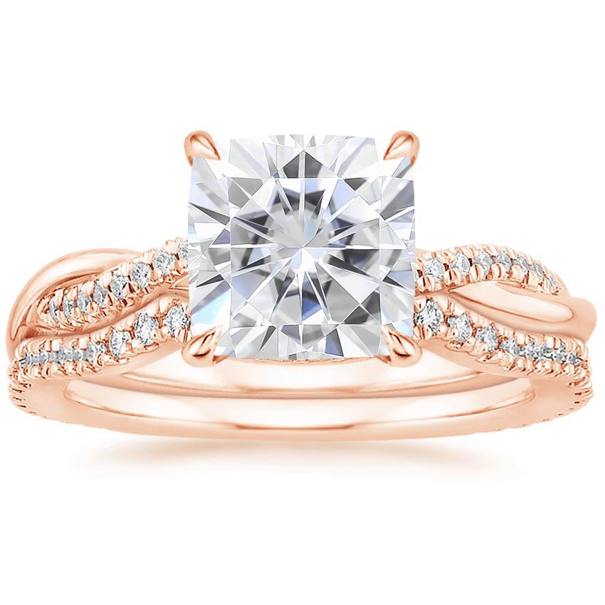 14KR Moissanite Petite Twisted Vine Contoured Diamond Bridal Set (1/3 ct. tw.), top view