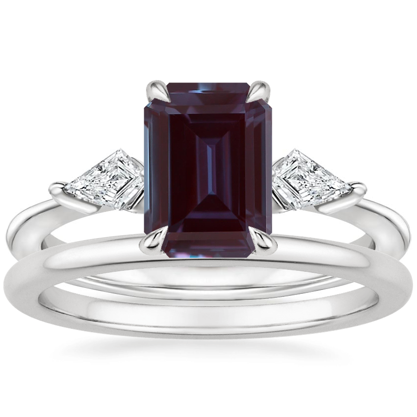 Platinum Luxe Cometa Diamond Ring (1/3 ct. tw.) with Petite Comfort Fit Wedding Ring