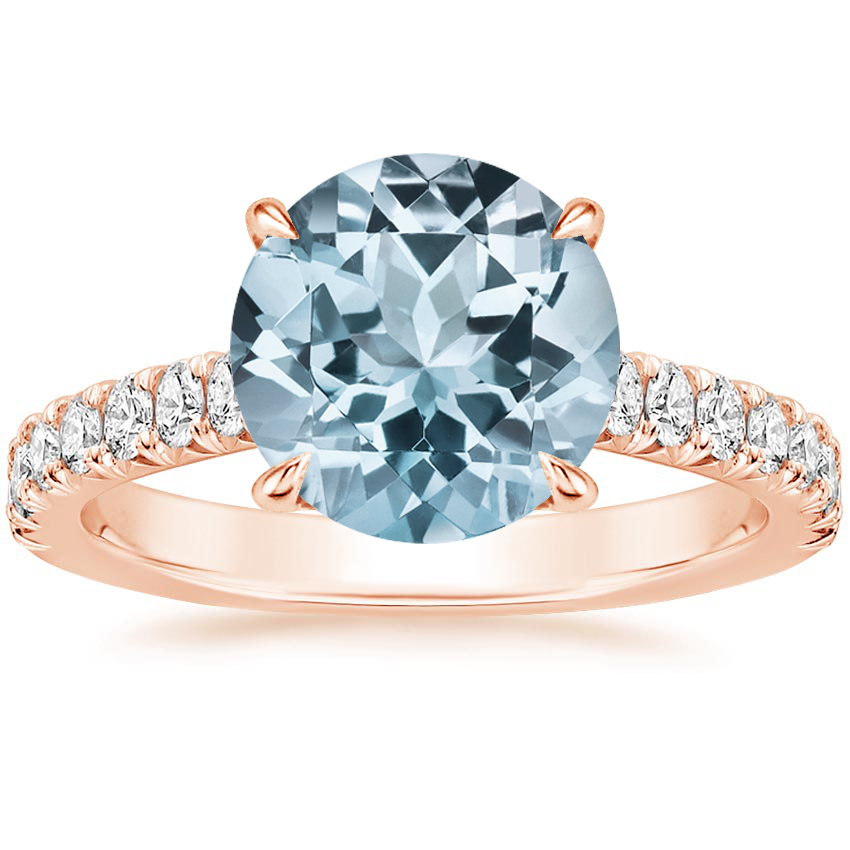 Rose Gold Aquamarine Sienna Diamond Ring (3/8 ct. tw.)