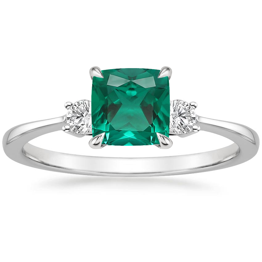 18K White Gold Petite Selene Three Stone Diamond Ring (1/10 ct. tw.), large top view