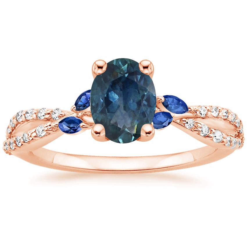 14K Rose Gold Luxe Willow Sapphire and Diamond Ring (1/8 ct. tw.), large top view