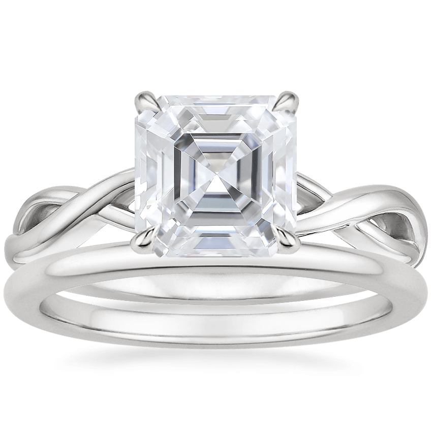 18K White Gold Eden Diamond Ring with Petite Comfort Fit Wedding Ring