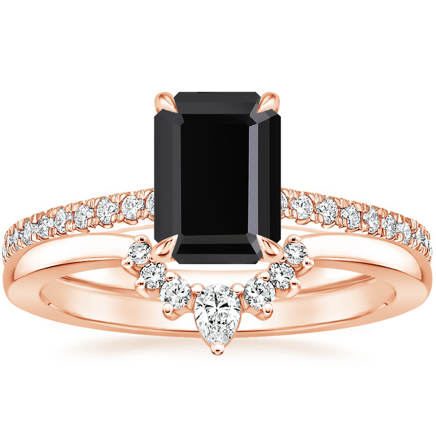 14K Rose Gold Petite Demi Diamond Ring (1/5 ct. tw.) with Lunette Diamond Ring