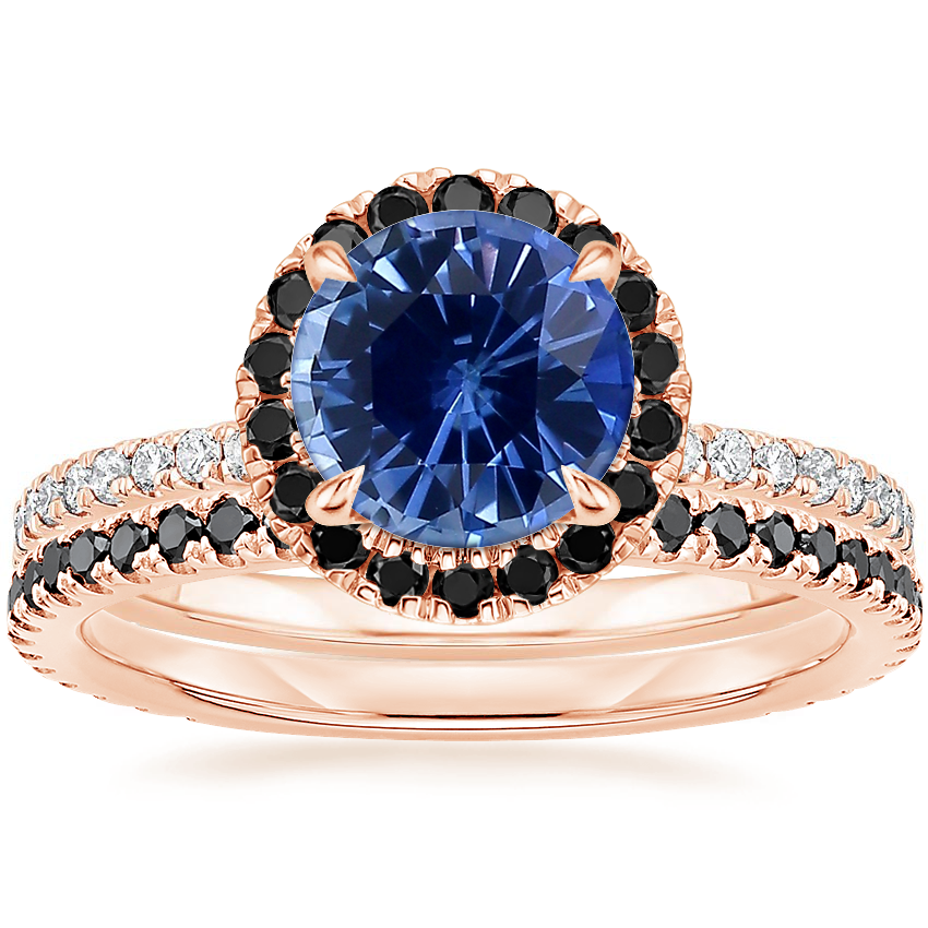 14K Rose Gold Waverly Diamond Ring with Black Diamond Accents with Luxe Ballad Black Diamond Ring