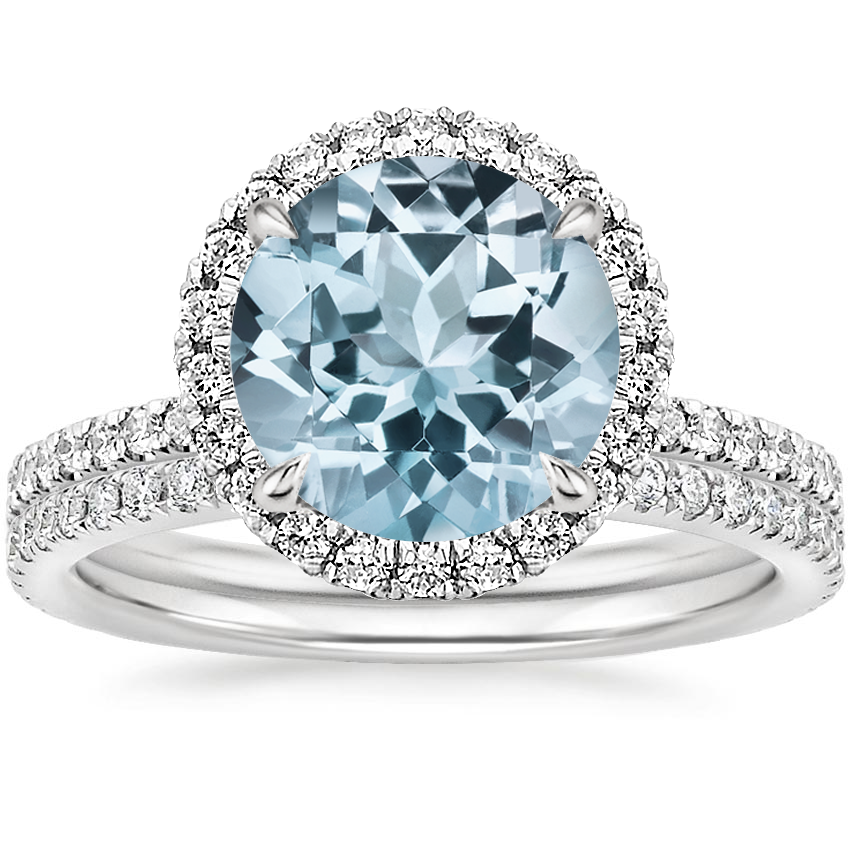 18KW Aquamarine Waverly Diamond Bridal Set (2/3 ct. tw.), top view