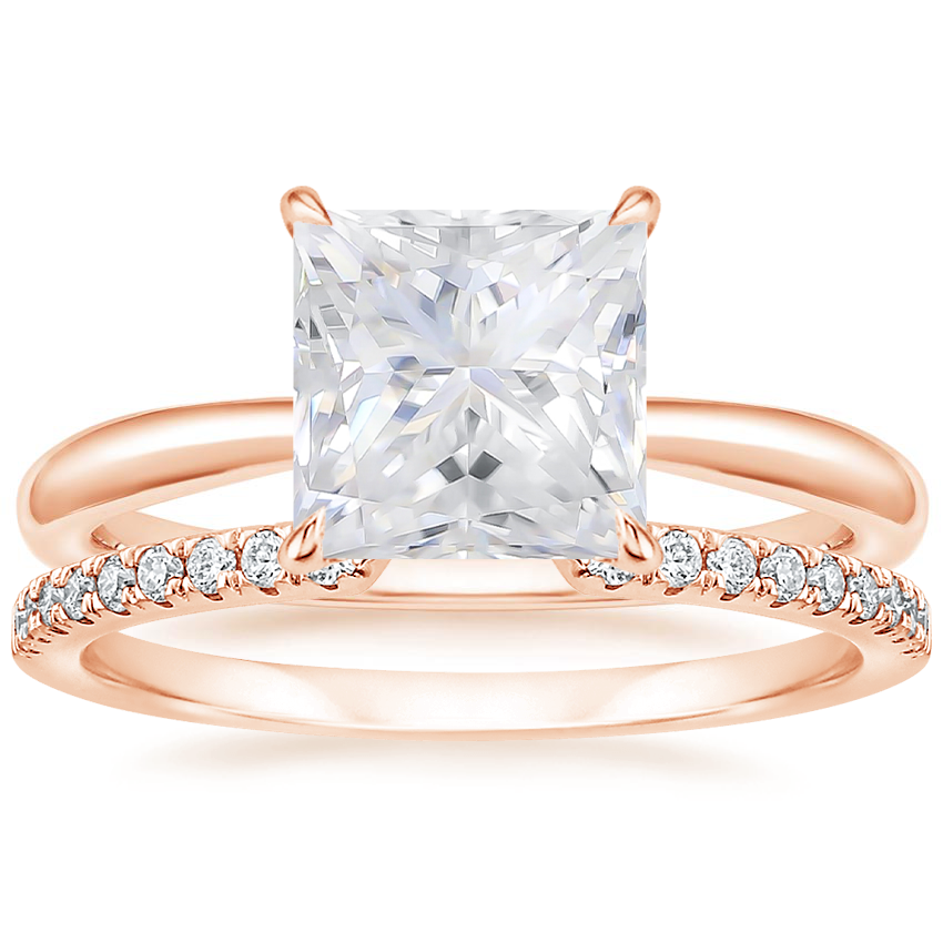 14KR Moissanite Freesia Ring with Sia Diamond Open Ring, top view