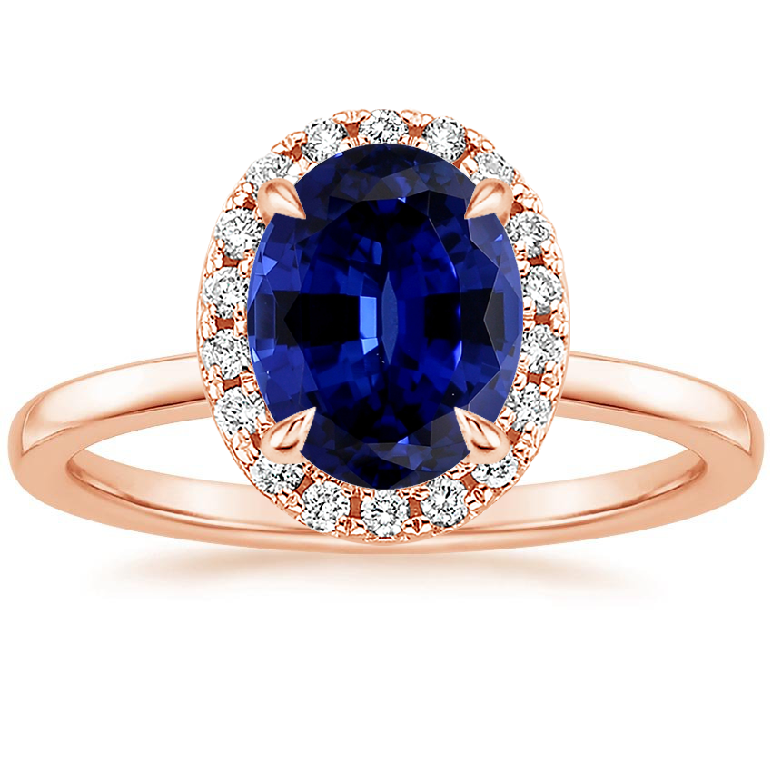 14K Rose Gold Vienna Halo Diamond Ring, large top view