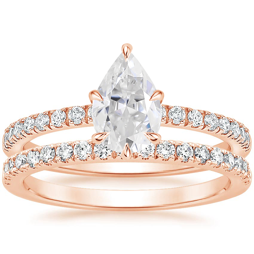 14KR Moissanite Bliss Diamond Ring (1/6 ct. tw.) with Bliss Diamond Ring (1/5 ct. tw.), top view