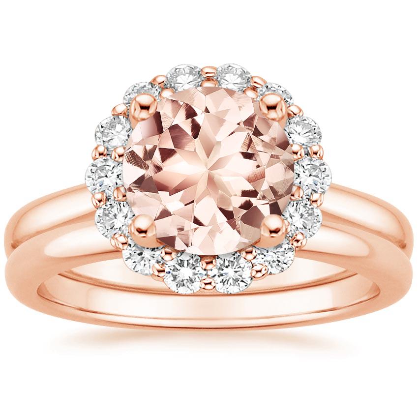 14KR Morganite Lotus Flower Diamond Bridal Set (1/4 ct. tw.), top view
