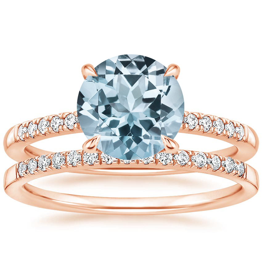 14KR Aquamarine Petite Viviana Diamond Bridal Set (1/4 ct. tw.), top view