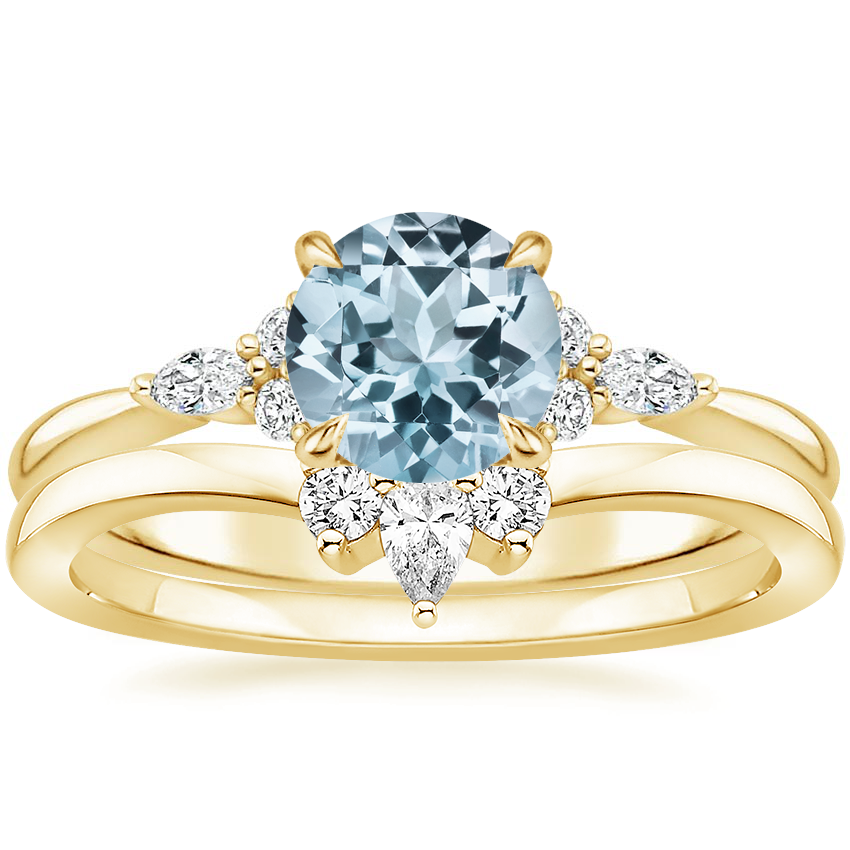 18KY Aquamarine Nadia Diamond Bridal Set, top view