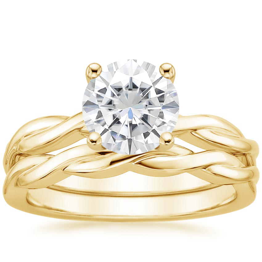 18KY Moissanite Twisted Vine Bridal Set, top view