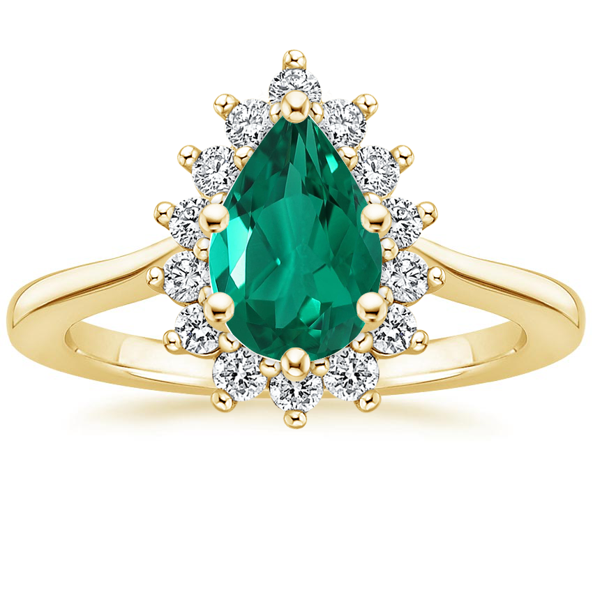 18K Yellow Gold Sunburst Halo Diamond Ring (1/4 ct. tw.), large top view