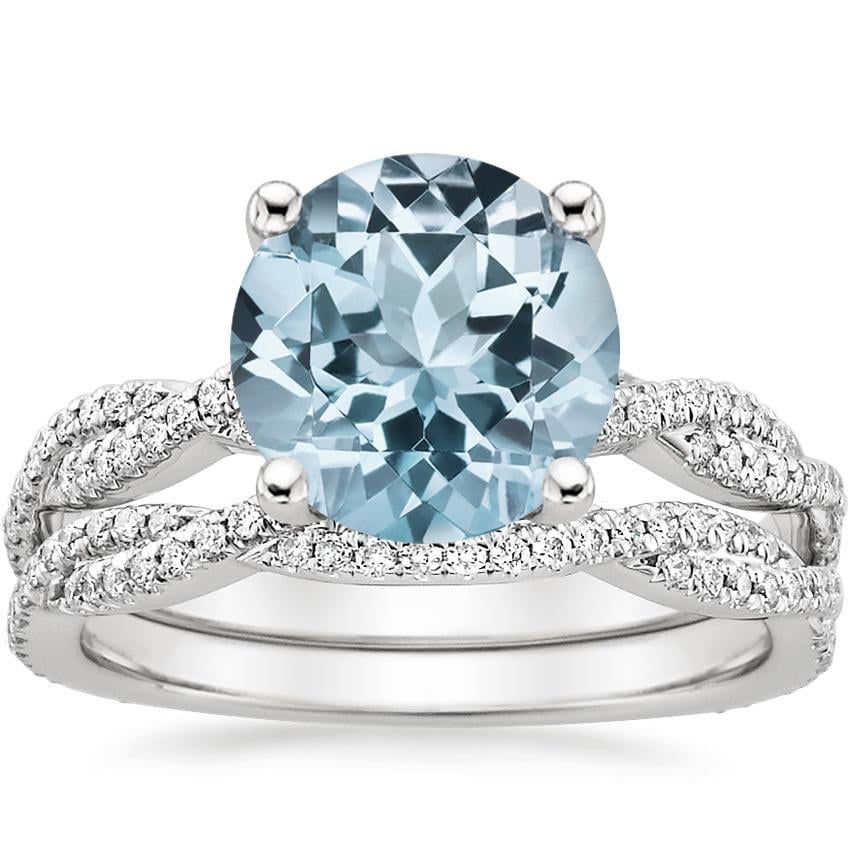 18KW Aquamarine Petite Luxe Twisted Vine Bridal Set (1/2 ct. tw.), top view