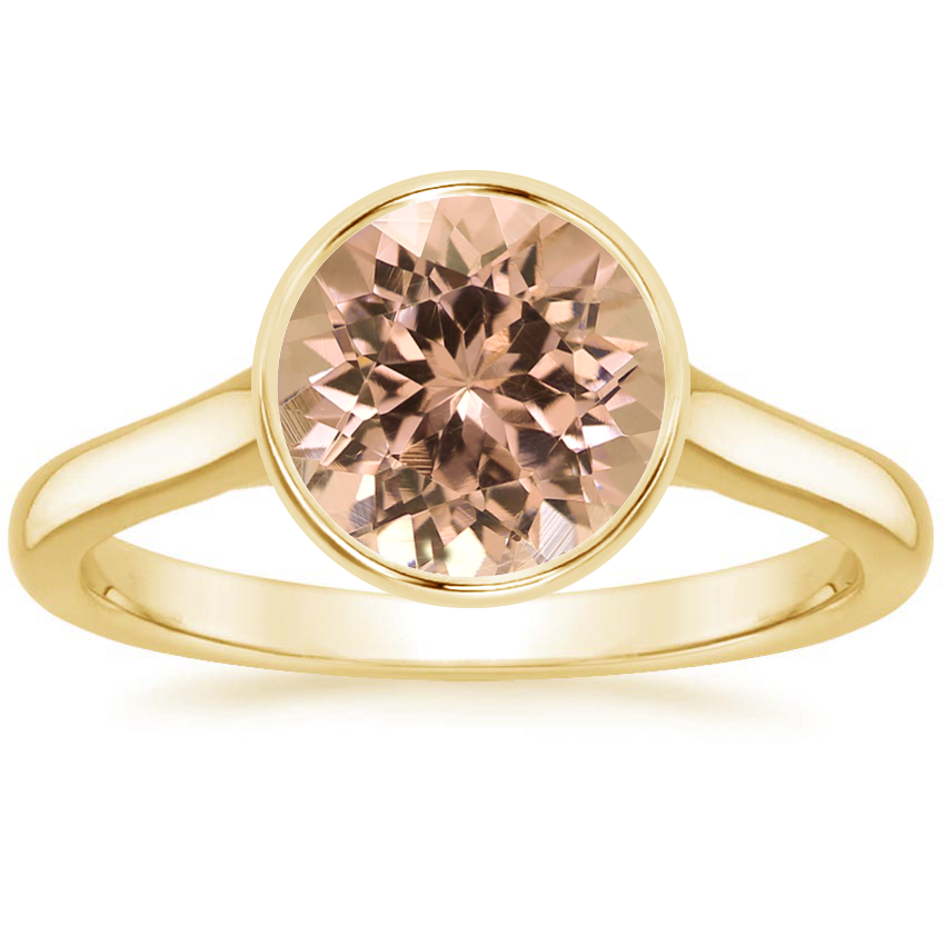 18K Yellow Gold Luna 2mm Bezel Ring, large top view