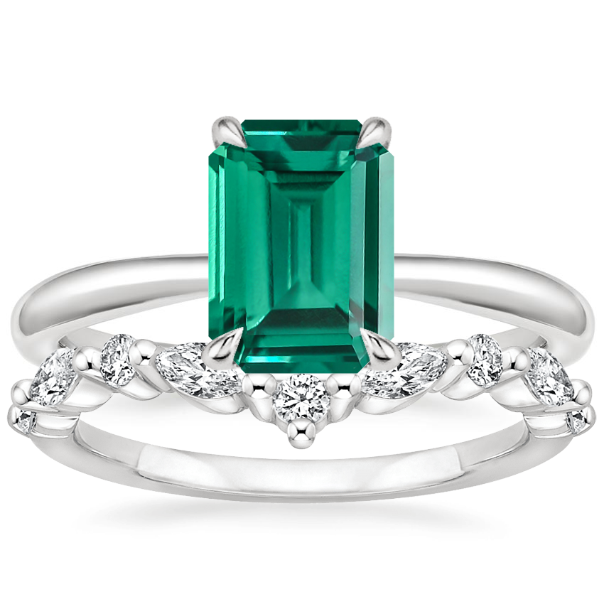 Platinum Freesia Ring with Curved Versailles Diamond Ring