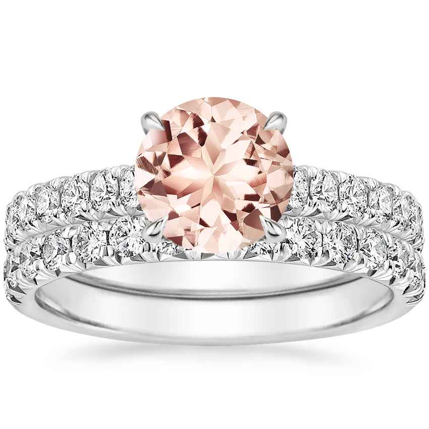 18KW Morganite Sienna Diamond Bridal Set (7/8 ct. tw.), top view