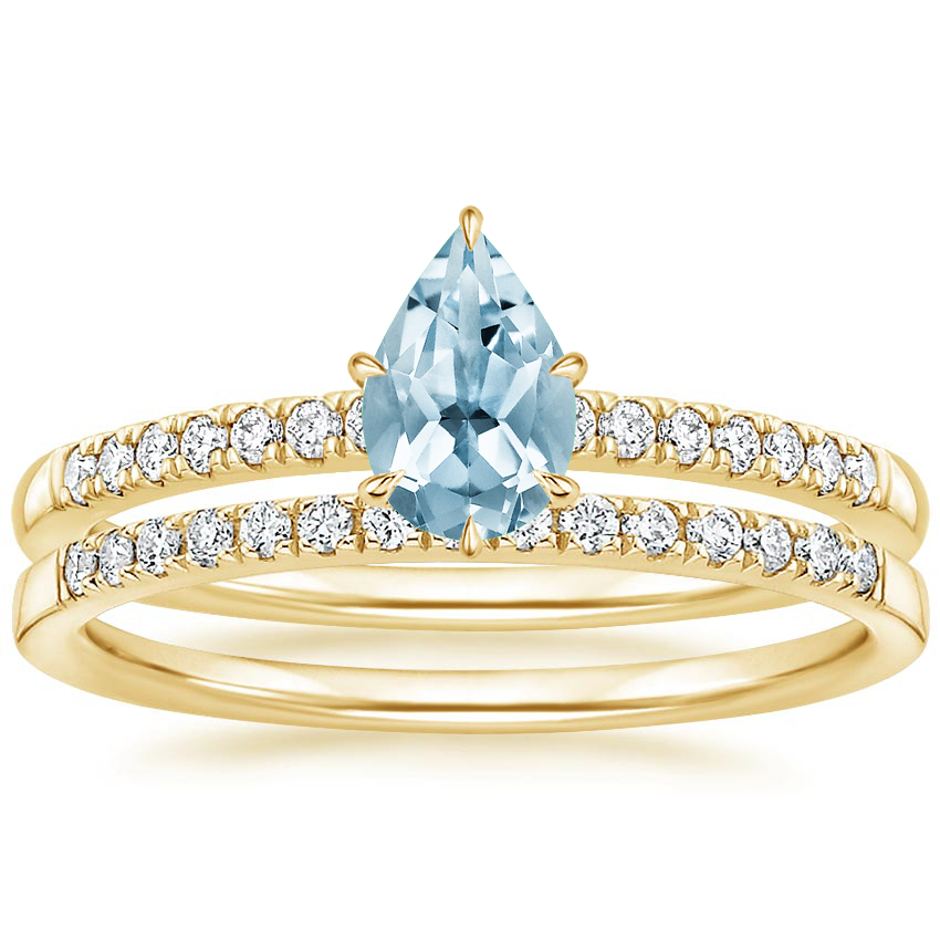 18KY Aquamarine Petite Viviana Diamond Bridal Set (1/4 ct. tw.), top view