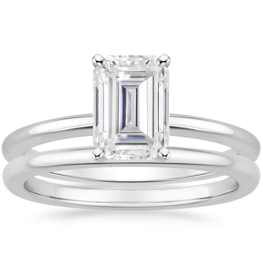18KW Moissanite Four-Prong Petite Comfort Fit Bridal Set, top view