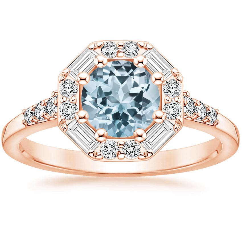 Aquamarine Octavia Diamond Ring (1/3 ct. tw.) in 14K Rose Gold