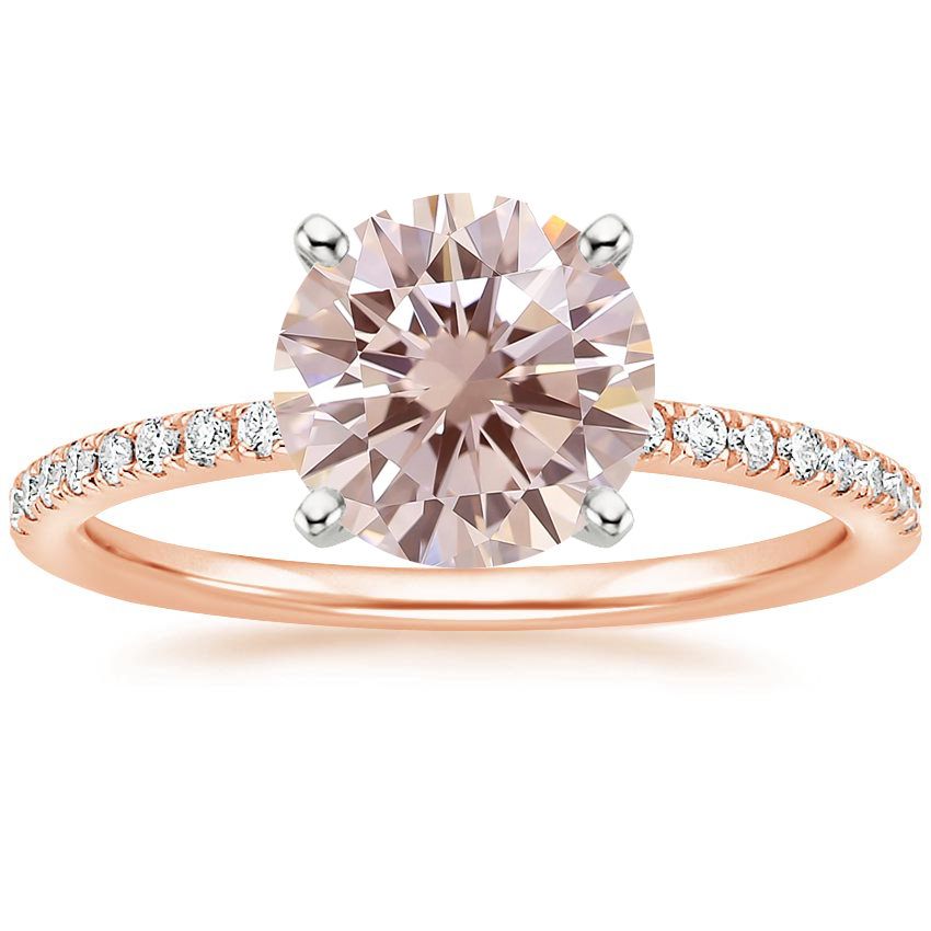 14K Rose Gold Ballad Half Coverage Diamond Ring (1/8 ct. tw.), large top view