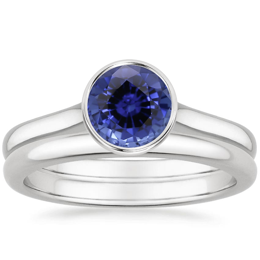 18KW Sapphire Luna Bridal Set, top view