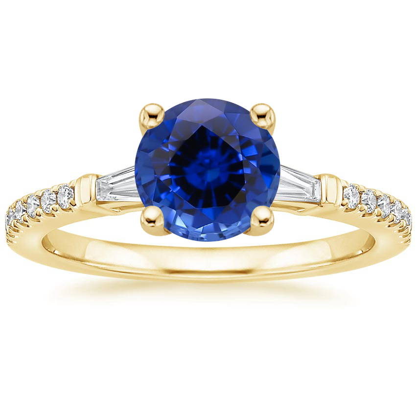 Yellow Gold Sapphire Luxe Tapered Baguette Diamond Ring (1/4 ct. tw.)