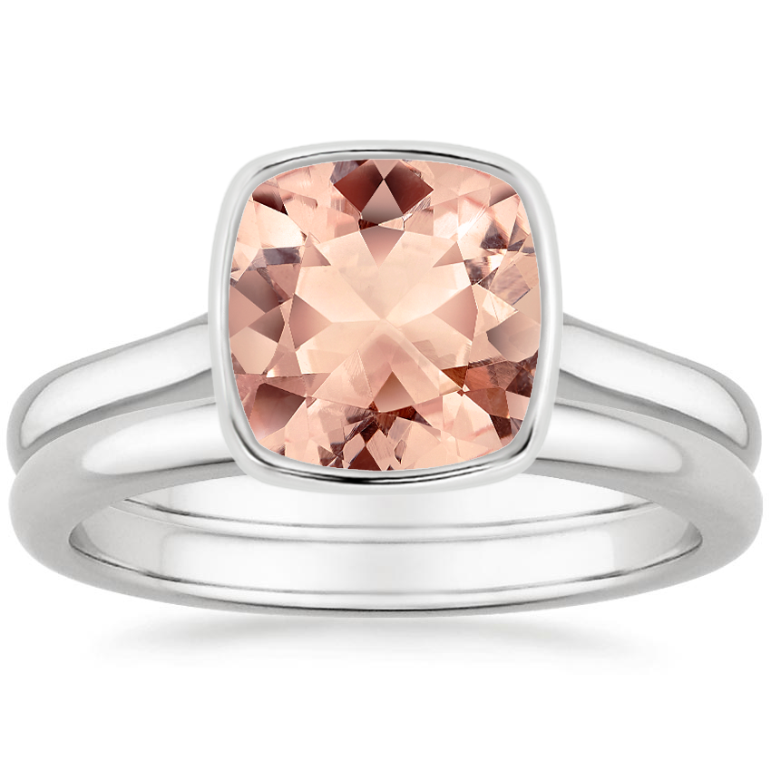 18KW Morganite Luna Bridal Set, top view
