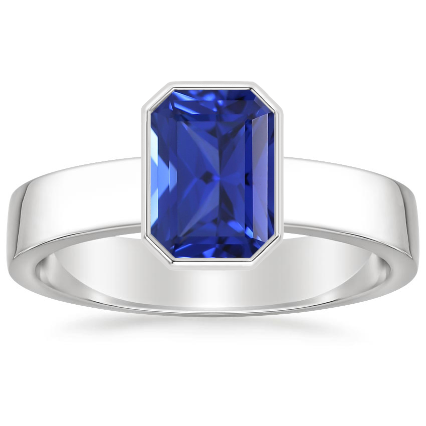 18K White Gold Vesper Bezel Ring, large top view