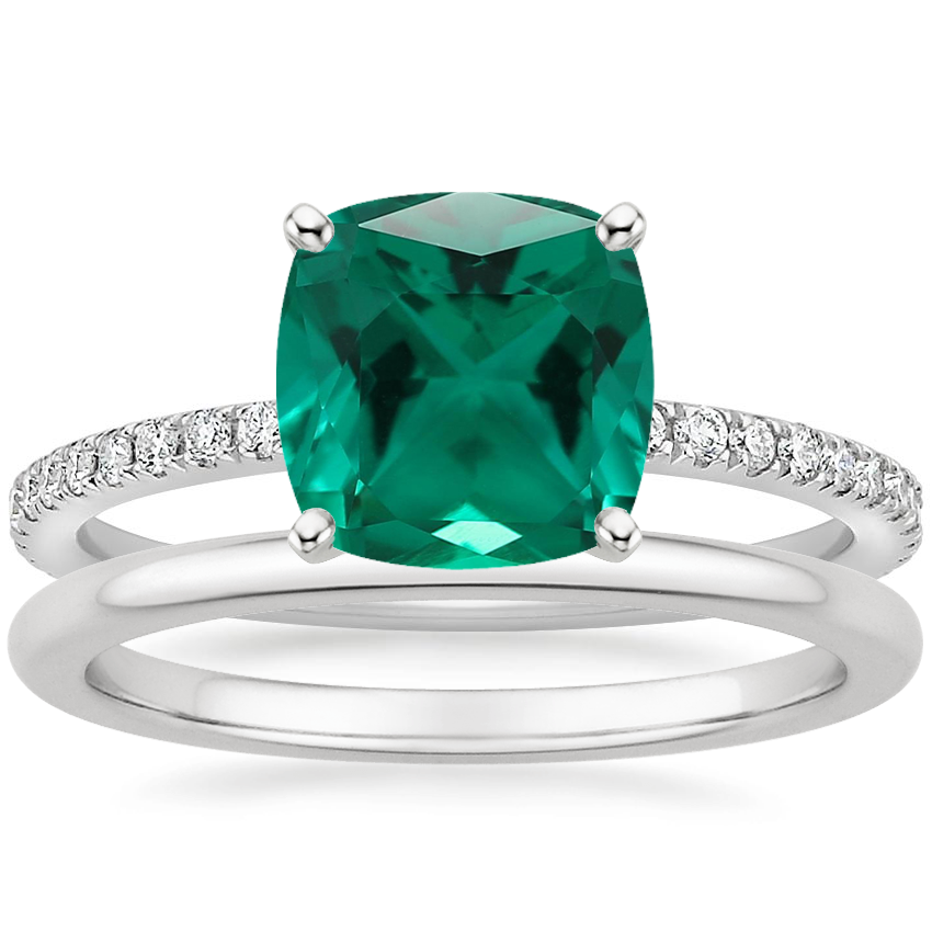 Platinum Luxe Ballad Diamond Ring (1/4 ct. tw.) with Petite Comfort Fit Wedding Ring