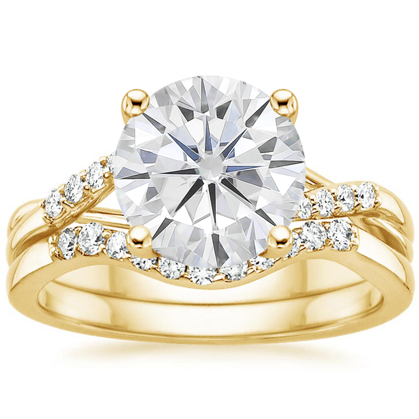 18KY Moissanite Chamise Diamond Bridal Set, top view