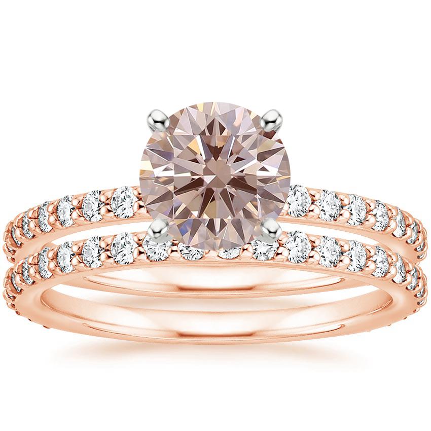 14K Rose Gold Luxe Petite Shared Prong Diamond Bridal Set (3/4 ct. tw.)
