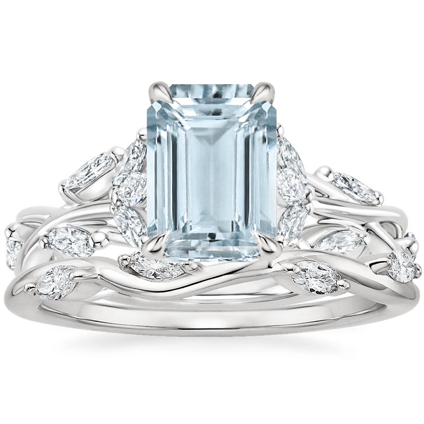 18K White Gold Secret Garden Diamond Ring (1/2 ct. tw.) with Winding Willow Diamond Ring (1/8 ct. tw.)