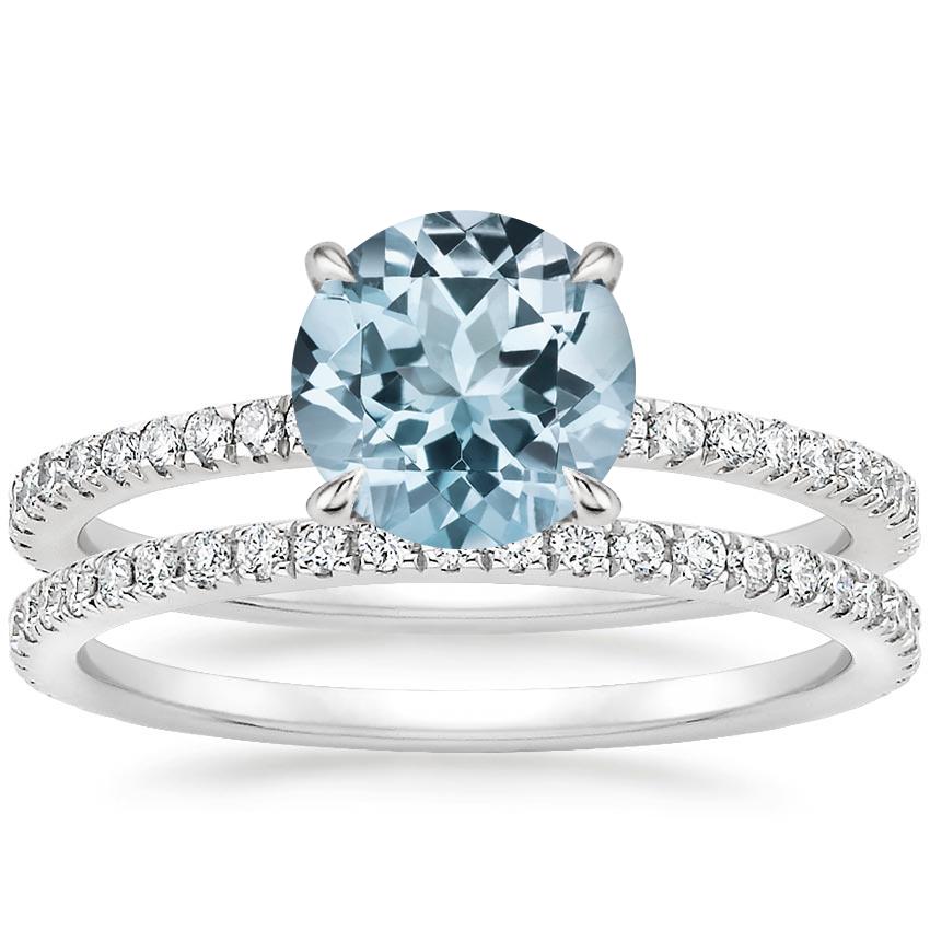 18KW Aquamarine Luxe Viviana Diamond Bridal Set (1/2 ct. tw.), top view