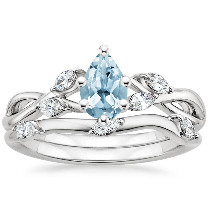PT Aquamarine Willow Bridal Set (1/4 ct. tw.), top view