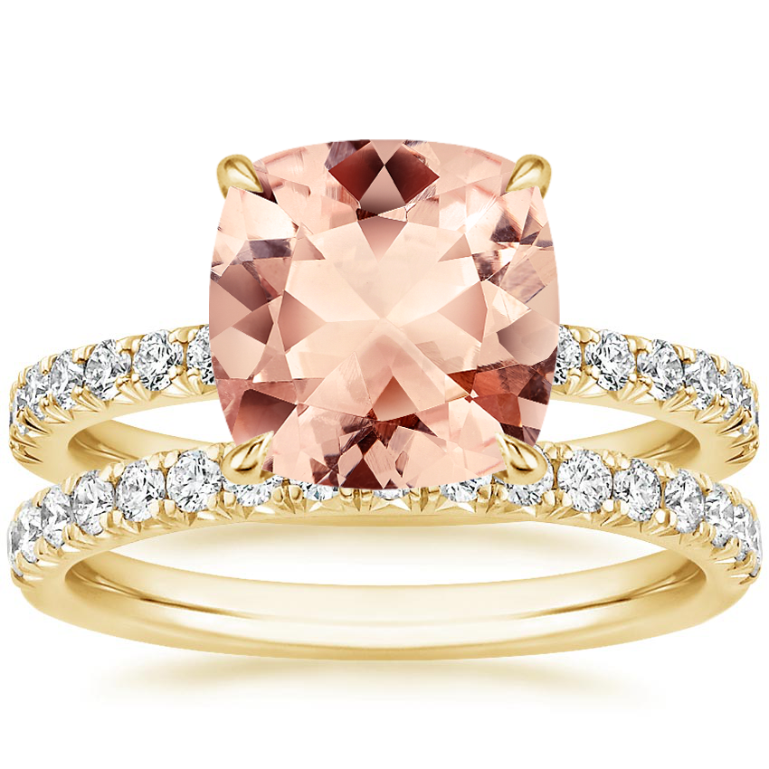 18KY Morganite Amelie Diamond Bridal Set, top view