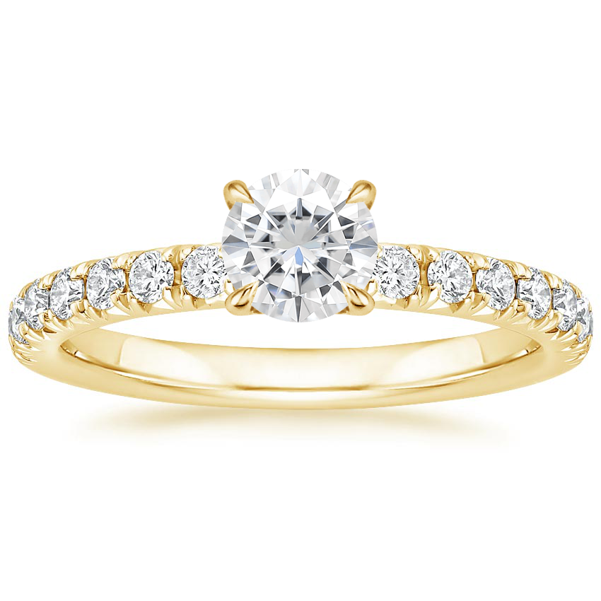 18K Yellow Gold Olympia Half Coverage Diamond Ring, large top view