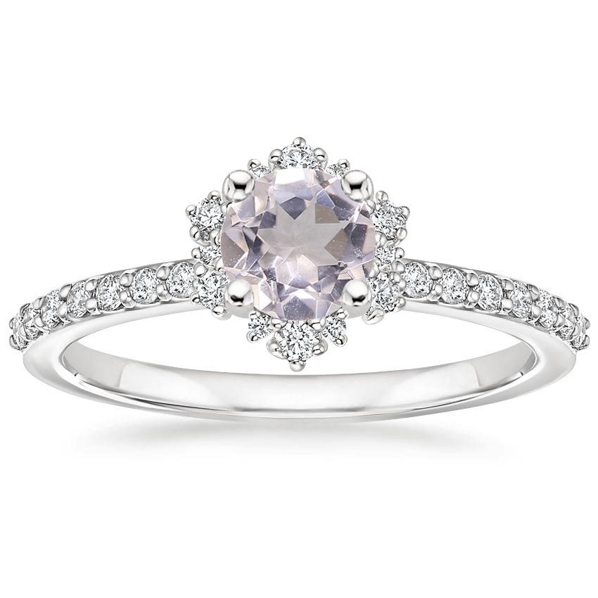Platinum Flor Halo Diamond Ring, large top view
