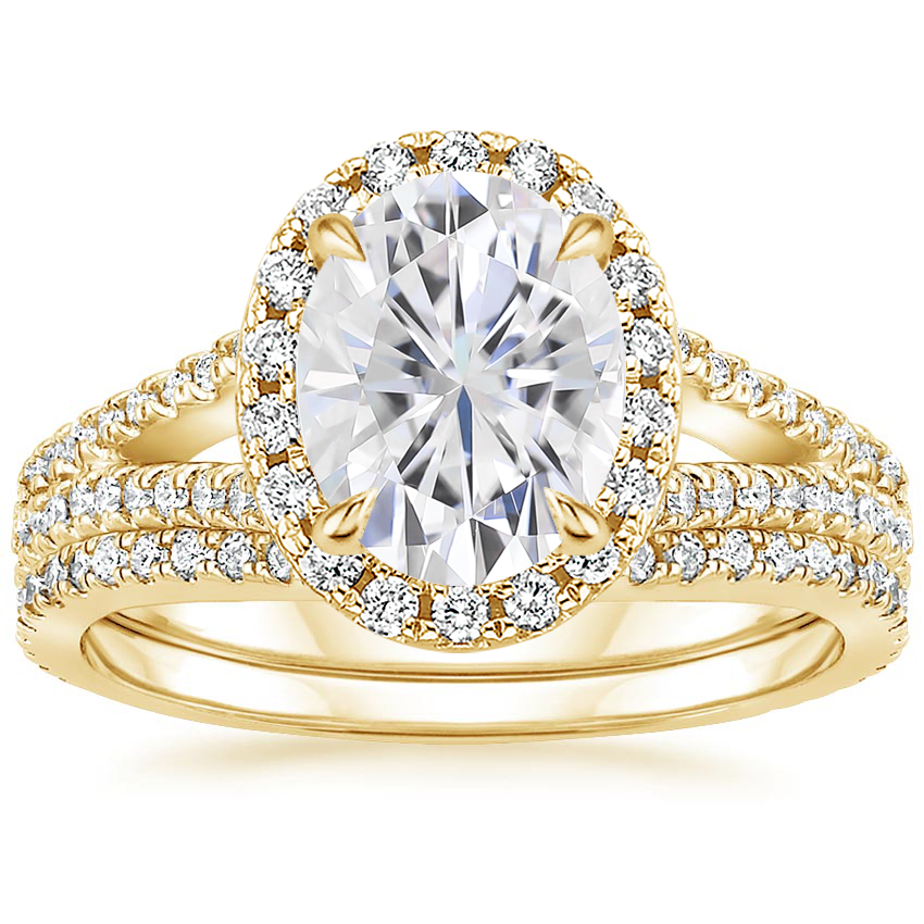 18KY Moissanite Fortuna Diamond Bridal Set (2/3 ct. tw.), top view