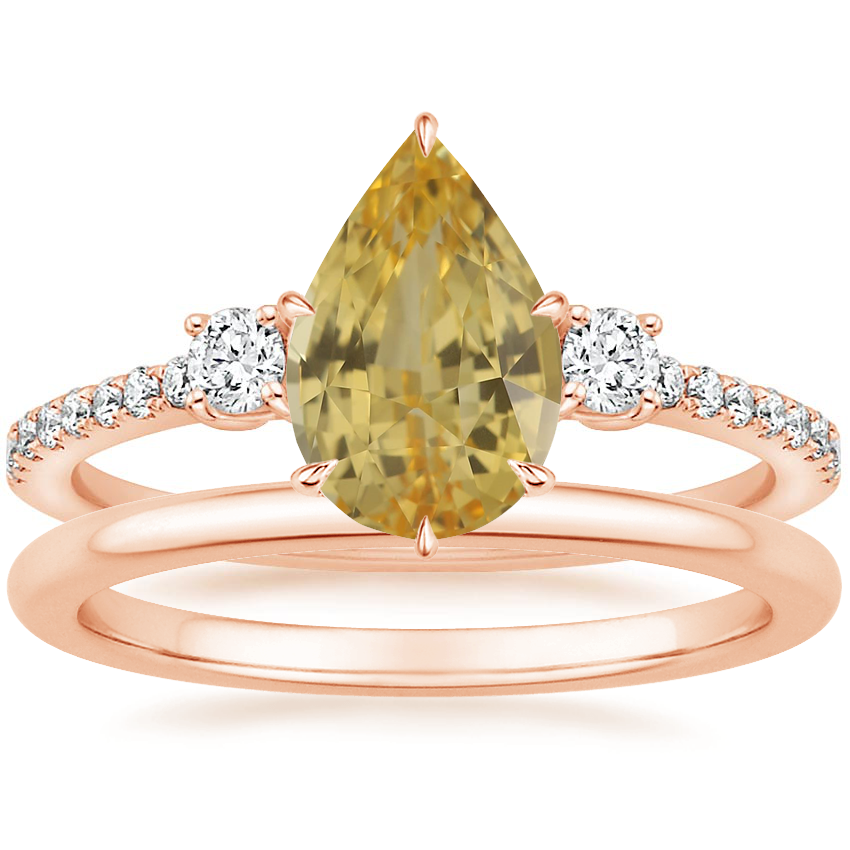 14K Rose Gold Lyra Diamond Ring (1/4 ct. tw.) with Petite Comfort Fit Wedding Ring