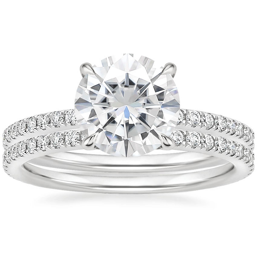 18KW Moissanite Luxe Ballad Perfect Fit Diamond Bridal Set, top view