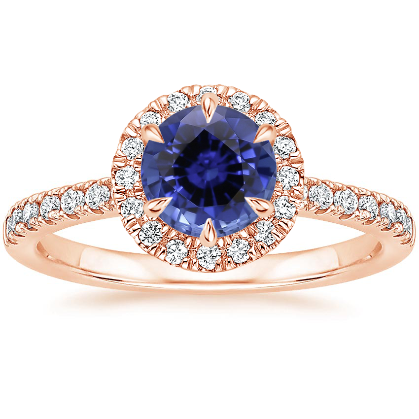Rose Gold Sapphire Bliss Halo Diamond Ring (1/3 ct. tw.)