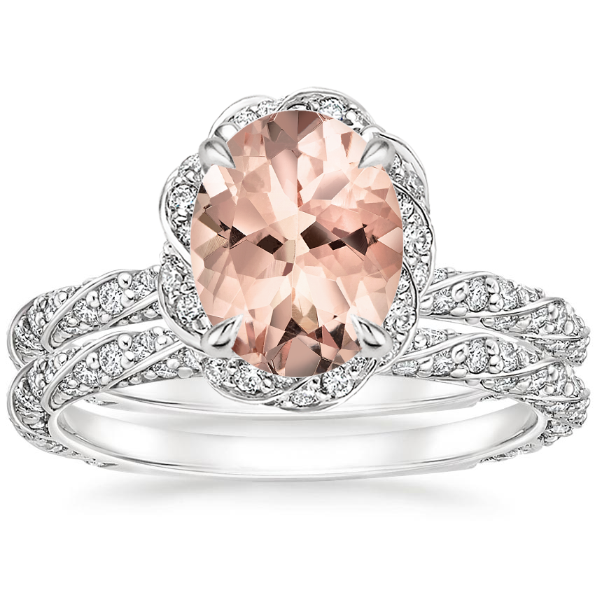 18KW Morganite Nova Diamond Bridal Set (3/4 ct. tw.), top view