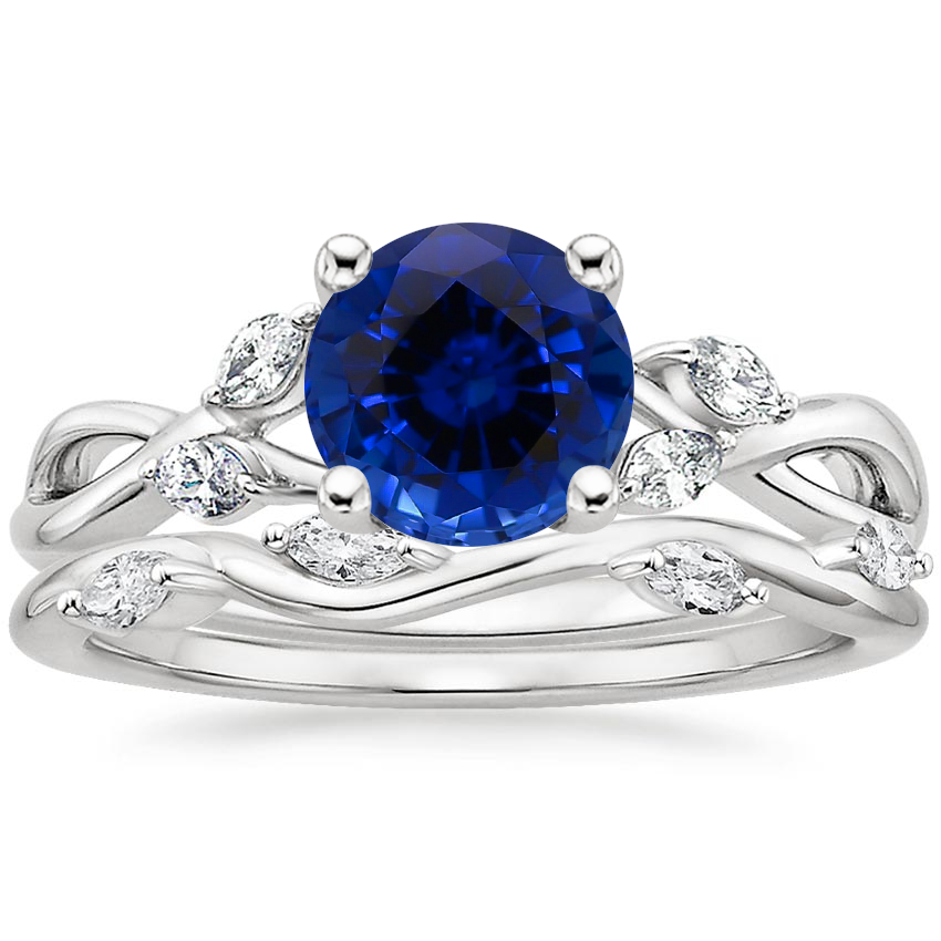 PT Sapphire Willow Diamond Ring (1/8 ct. tw.) with Winding Willow Diamond Ring (1/8 ct. tw.), top view
