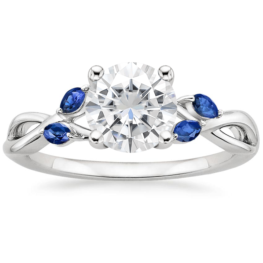 Moissanite Willow Ring With Sapphire Accents in Platinum