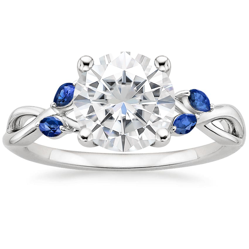 Moissanite Willow Ring With Sapphire Accents in Platinum