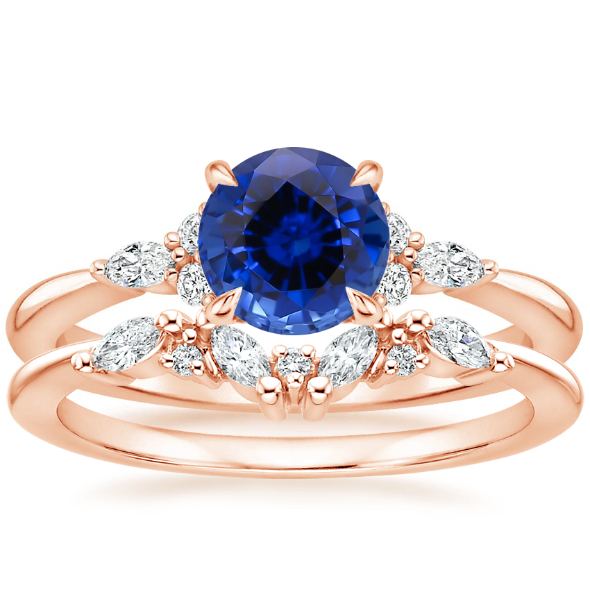 14K Rose Gold Nadia Diamond Ring with Yvette Diamond Ring